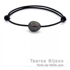 Pulseira em Couro e 1 Prola do Tahiti Semi-Barroca B 11.3 mm