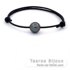 Pulseira em Couro e 1 Prola do Tahiti Semi-Barroca C 11.4 mm