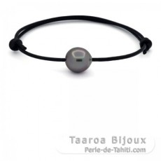 Pulseira em Couro e 1 Prola do Tahiti Semi-Barroca C 12.3 mm