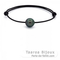 Pulseira em Couro e 1 Prola do Tahiti Semi-Barroca B 11.5 mm