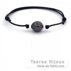 Pulseira em Algodo Encerado e 1 Prola do Tahiti Semi-Barroca B 11.5 mm