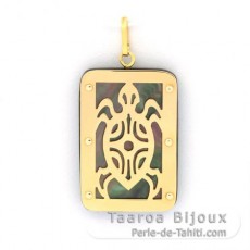 Pingente em Ouro 18K e Madreprola do Tahiti - Dimenses = 24 X 16 mm - Tartaruga