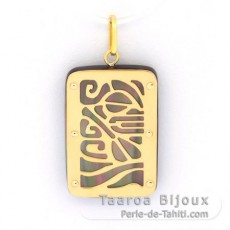 Pingente em Ouro 18K e Madreprola do Tahiti - Dimenses = 24 X 16 mm - Piroguier